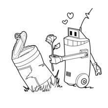 Dibujo para colorear : Robots en lata