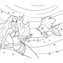 Dibujo para colorear : BARBIE con su cola de sirena