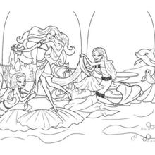 Dibujo para colorear : MERLIAH con sus amigas sirenas