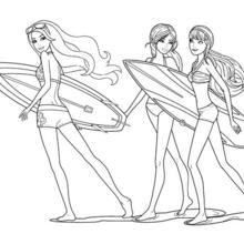 Dibujo para colorear : MERLIAH y sus amigas estrellas del surf