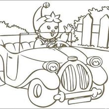Dibujo para colorear : Noddy paseándose en su coche