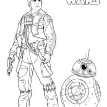Dibujo para colorear : Poe Dameron y el droide BB8