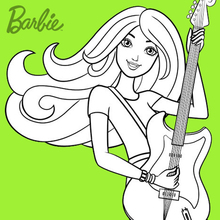 Dibujo para colorear : Barbie toca guitarra