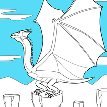 Dibujo para colorear : Dragón alado gigante