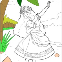 Dibujo para colorear : Princesa Hawaiana
