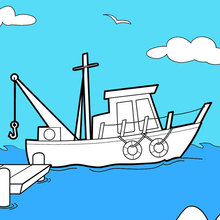 Dibujo para colorear : Barco en los muelles