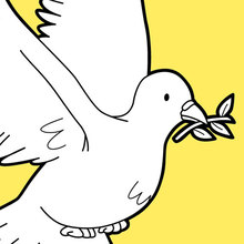 Dibujo para colorear : El vuelo de la paloma de paz