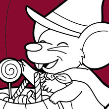 Dibujo para colorear : Un ratón mágico preparando pociones de Halloween
