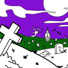 Dibujo para colorear : Cementerio espantoso