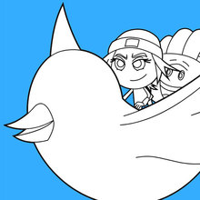 Dibujo para colorear : Jailbreak and Hi-5 volar por el aire en el pájaro de Twitter