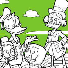 Dibujo para colorear : Donald Duck y Juanito, Jorgito y Jaimito con Rico McPato