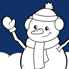 Dibujo para colorear : Feliz muñeco de nieve