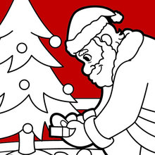 Dibujo para colorear : Papa Noel entrega de regalos
