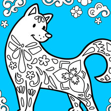 Dibujo para colorear : El perro celebra el año nuevo chino