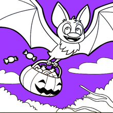 Dibujo para colorear : Bat Ama Los Caramelos De halloween
