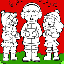 Dibujo para colorear : Les enfants chantent à Noël