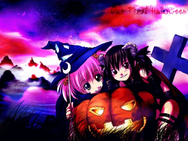 Fondo halloween brujas manga