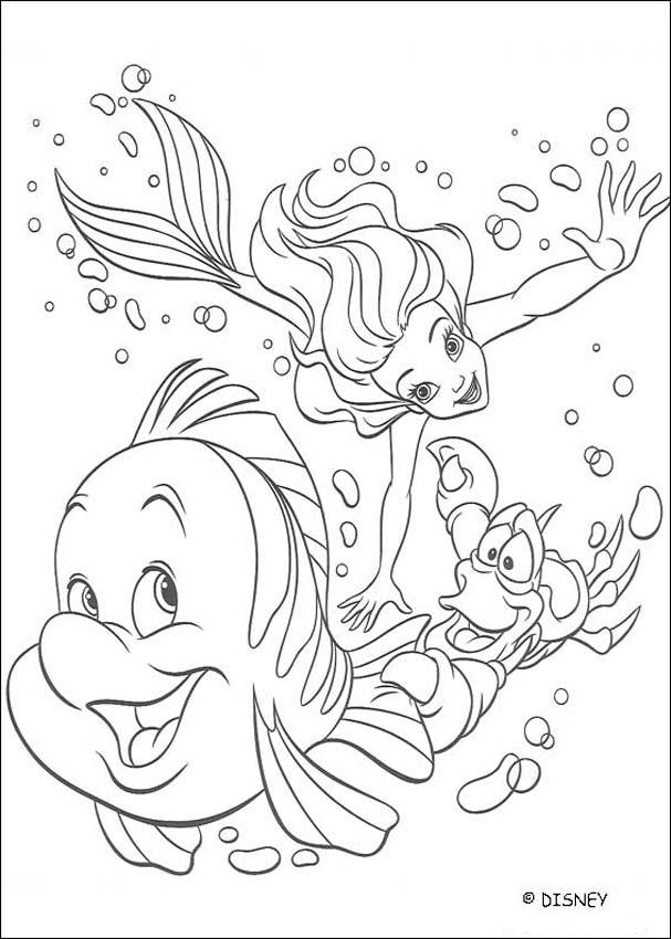 Dibujos para colorear flounder y sebastián 