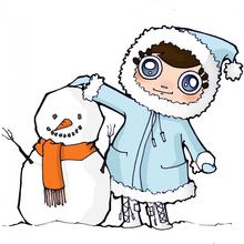Ilustración : Muñeco y bola de nieve