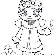 Dibujo para colorear : Andrea y sus bolas de nieve