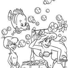 Dibujo para colorear : Ariel con sus amigos