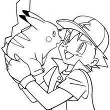 Dibujo para colorear : Pikachu con Ash