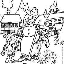 Muñeco de nieve para Navidad - Dibujos para Colorear y Pintar - Dibujos para colorear FIESTAS - Dibujos para colorear de NAVIDAD - Colorear dibujos MUÑECOS DE NAVIDAD 