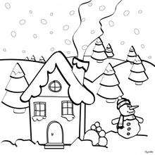 Casa de Navidad - Dibujos para Colorear y Pintar - Dibujos para colorear FIESTAS - Dibujos para colorear de NAVIDAD - Dibujos de Navidad para colorear e imprimir