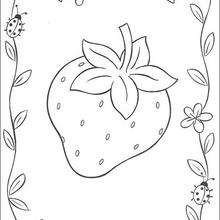Dibujo para colorear : Fresa y mariquita para regalar
