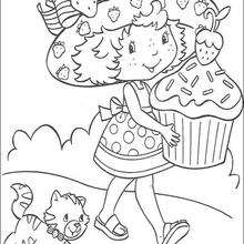 Dibujo para colorear : Tarta de Fresa, Cremita y el pastel