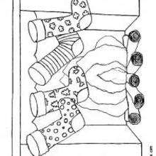 dibujo navideño de la chimenea con calcetines - Dibujos para Colorear y Pintar - Dibujos para colorear FIESTAS - Dibujos para colorear de NAVIDAD - CALCETIN NAVIDAD para colorear