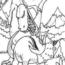 Dibujo triceratops y tiranosaurio - Dibujos para Colorear y Pintar - Dibujos para colorear ANIMALES - Dibujos para colorear DINOSAURIOS - Pintar dinosaurio TRICERATOPS