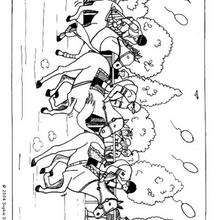 Dibujo de  una carrera de caballos para colorear - Dibujos para Colorear y Pintar - Dibujos para colorear DEPORTES - Dibujos de EQUITACION para colorear - Dibujos de CARRERAS DE CABALLOS para colorear