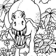 Dibujo tiranosaurio agresivo - Dibujos para Colorear y Pintar - Dibujos para colorear ANIMALES - Dibujos para colorear DINOSAURIOS - Colorear dinosaurio TIRANOSAURIO