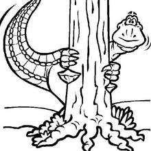 Dibujo tiranosaurio escondido - Dibujos para Colorear y Pintar - Dibujos para colorear ANIMALES - Dibujos para colorear DINOSAURIOS - Colorear dinosaurio TIRANOSAURIO