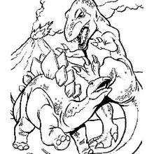 Dibujo estegosaurio y tiranosaurio - Dibujos para Colorear y Pintar - Dibujos para colorear ANIMALES - Dibujos para colorear DINOSAURIOS - Colorear dinosaurio ESTEGOSAURIO