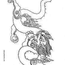 Dibujo para colorear : Un dragón comiendo