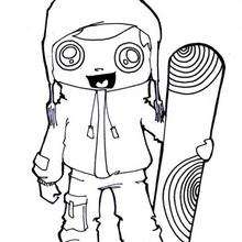 Dibujo para colorear : Luis hace snowboard