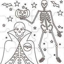 Dibujo para colorear : Halloween: esqueleto y fantasma