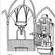 El órgano de tubos de la Catedral Magistral - Dibujos para Colorear y Pintar - Dibujos infantiles para colorear - Instrumentos de Música: dibujos para colorear