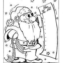 Dibujo para colorear : Papa Noel con lista de regalos