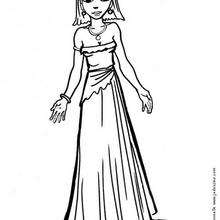 Dibujo de la princesa con un vestido de princesa para colorear - Dibujos para Colorear y Pintar - Dibujos de PRINCESAS para colorear - Dibujos para pintar PRINCESAS