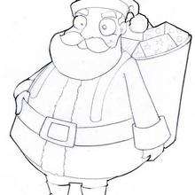 Dibujo para colorear : Papa Noel en la noche del 24