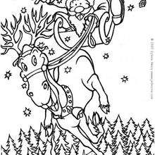 Dibujo para colorear : El Papá Noel en su reno