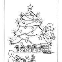 Dibujo Arbol de Navidad con peques para colorear - Dibujos para Colorear y Pintar - Dibujos para colorear FIESTAS - Dibujos para colorear de NAVIDAD - Dibujos para colorear ARBOL DE NAVIDAD