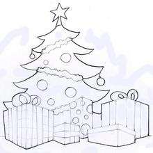 Dibujo Arbol de Navidad con regalos para pintar - Dibujos para Colorear y Pintar - Dibujos para colorear FIESTAS - Dibujos para colorear de NAVIDAD - Dibujos para colorear ARBOL DE NAVIDAD