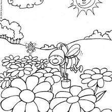 Las abejas - Dibujos para Colorear y Pintar - Dibujos infantiles para colorear - Colorear las 4 temporadas - Dibujos de la primavera para pintar