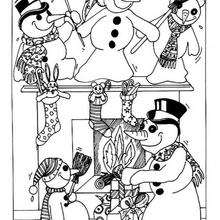 Los muñecos de nieve se juerguean - Dibujos para Colorear y Pintar - Dibujos para colorear FIESTAS - Dibujos para colorear de NAVIDAD - Colorear dibujos MUÑECOS DE NAVIDAD 