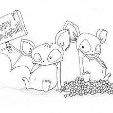 Dibujo para colorear : Los murciélagos de Halloween