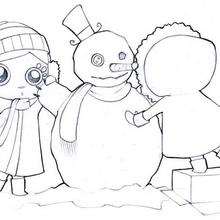 Dibujo para colorear : Hacer un muñeco de nieve